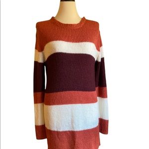 Mohair-wool blend Sweater dress knit, brown, bronze, white, knee length, L